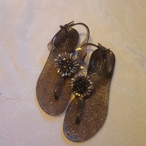 Coach Gray Hilda Glitter Jelly Sandals - Picture 2 of 3
